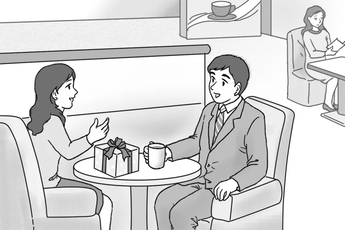 남자가 커피를 마신다