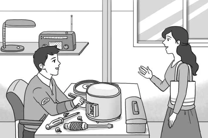 기사가 밥통을 수리함