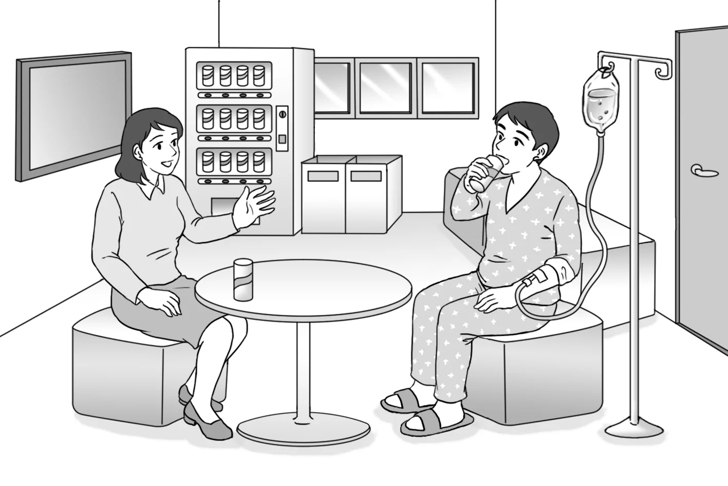 남자가 음료수를 마시고 있음