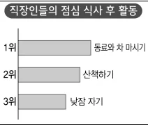 직장인 점심 식사 후 활동 그래프