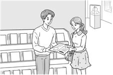 남여가 신무을 같이 보고 있다.